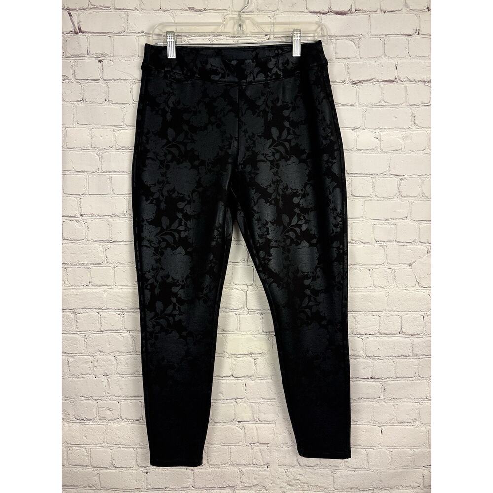 Soft Surroundings Soft Essential Ponte Leggings Womens Sz S Black Floral Print